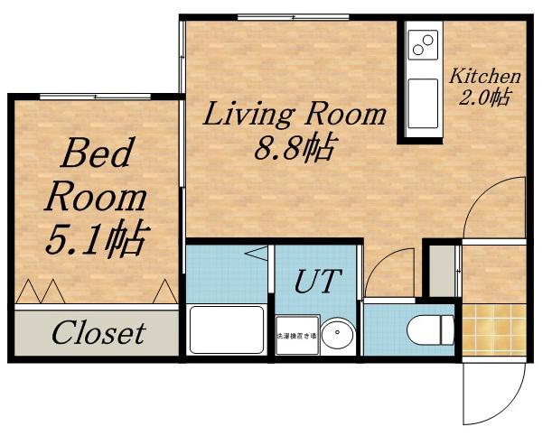 A BOND桑園弐番館(1LDK/1階)の間取り写真