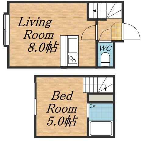 サクシード八軒(1DK/2階)の間取り写真