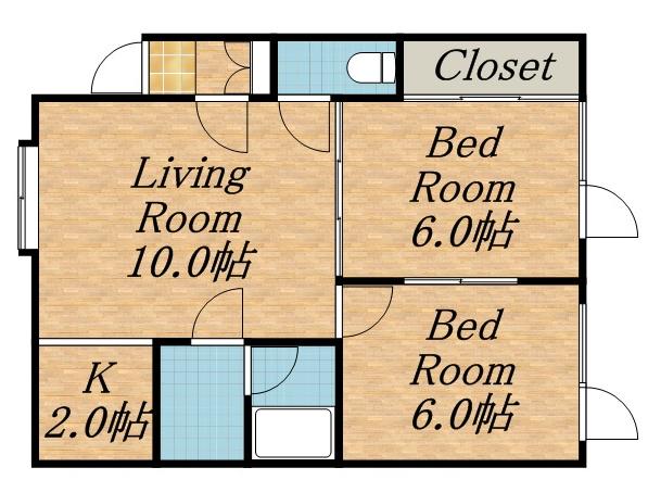 ゴールド五号館(2LDK/1階)の間取り写真