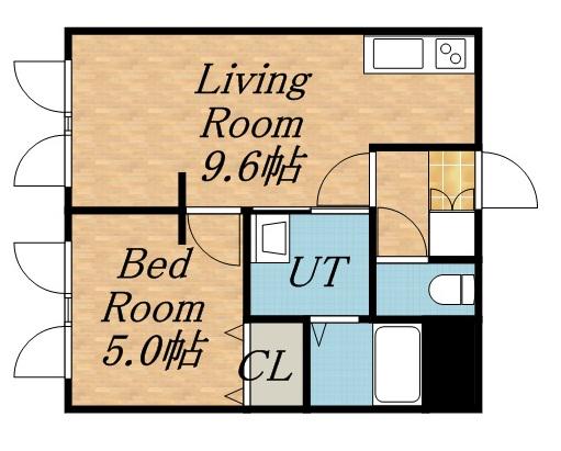 アイビル9(1LDK/2階)の間取り写真