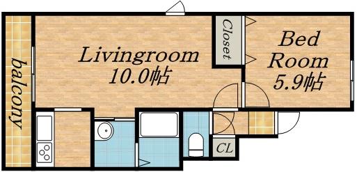 アイビル2(1LDK/3階)の間取り写真