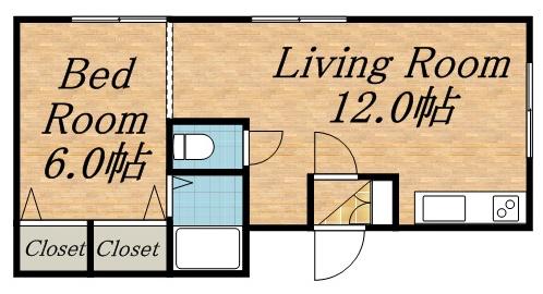 シャトリオン稲穂(1LDK/1階)の間取り写真