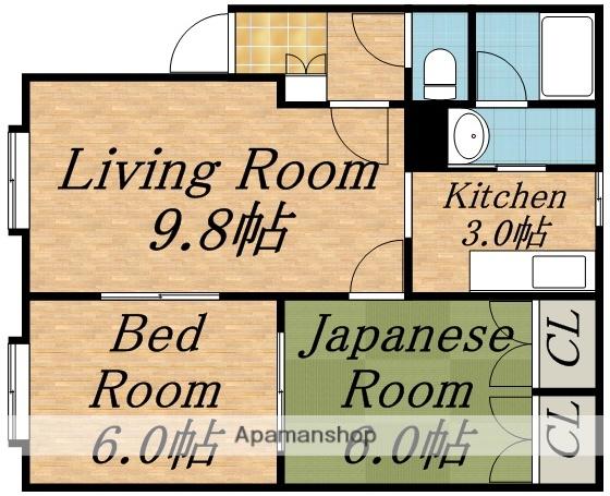 パーク発寒(2LDK/2階)の間取り写真