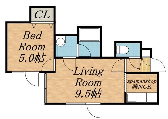 パシフィック・オーシャン(1LDK/1階)の間取り写真