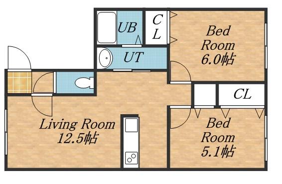 マイドリーム1(2LDK/4階)の間取り写真
