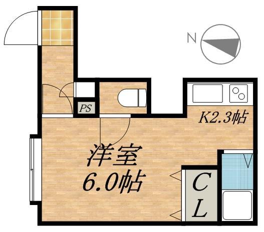 コート山鼻(1K/1階)の間取り写真