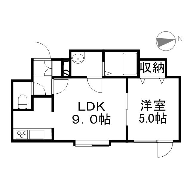 レジデンスエルシエーロ(1LDK/1階)の間取り写真