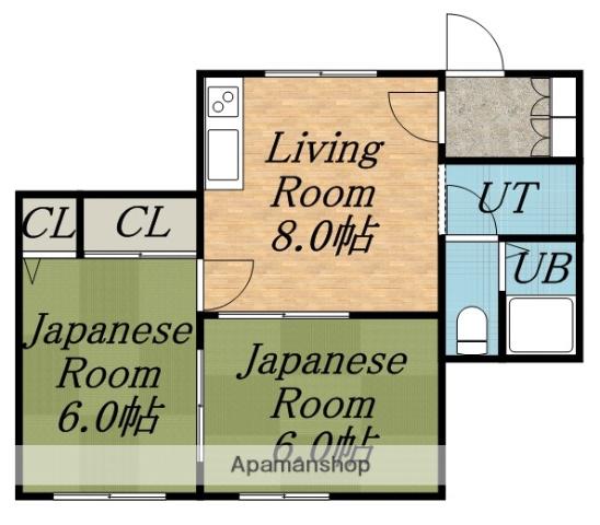 コーポ金沢(2LDK/2階)の間取り写真