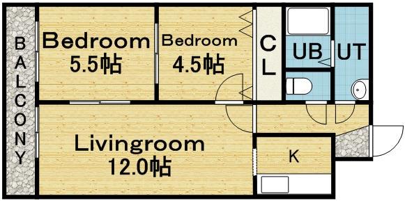 グランデルシャン34(2LDK/3階)の間取り写真