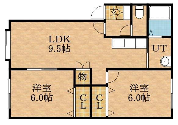 イーストビレッジ(2LDK/2階)の間取り写真