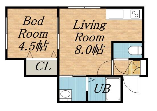 サンライズ(1DK/2階)の間取り写真