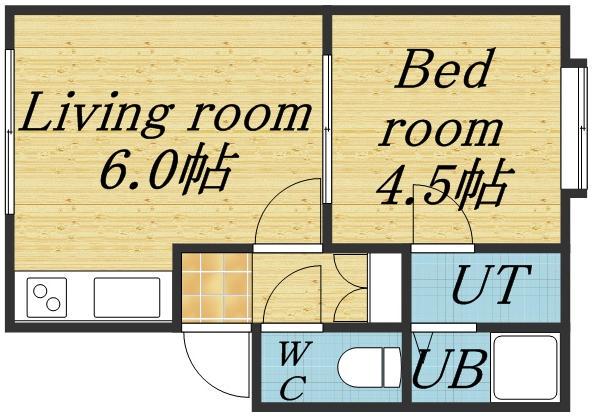 ピースハイツ38Ⅱ(1DK/2階)の間取り写真