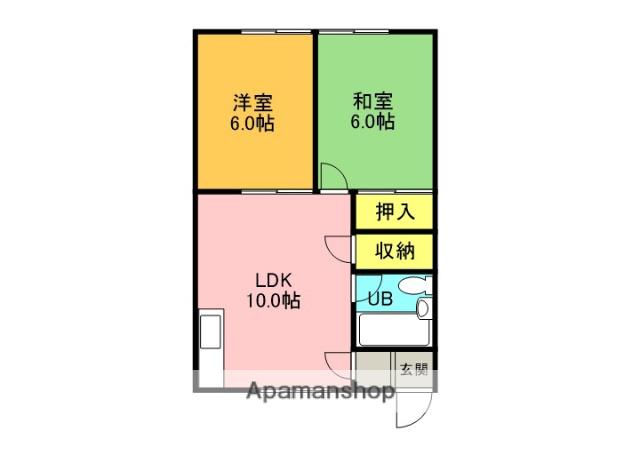 富樫ハイツ(2LDK/1階)の間取り写真