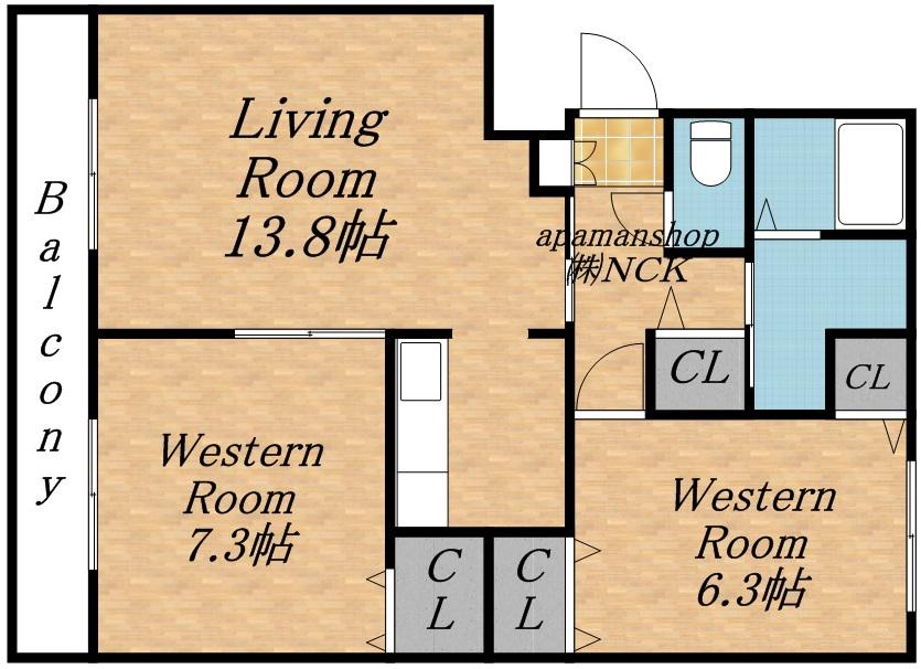 パークハイツI(2LDK/4階)の間取り写真