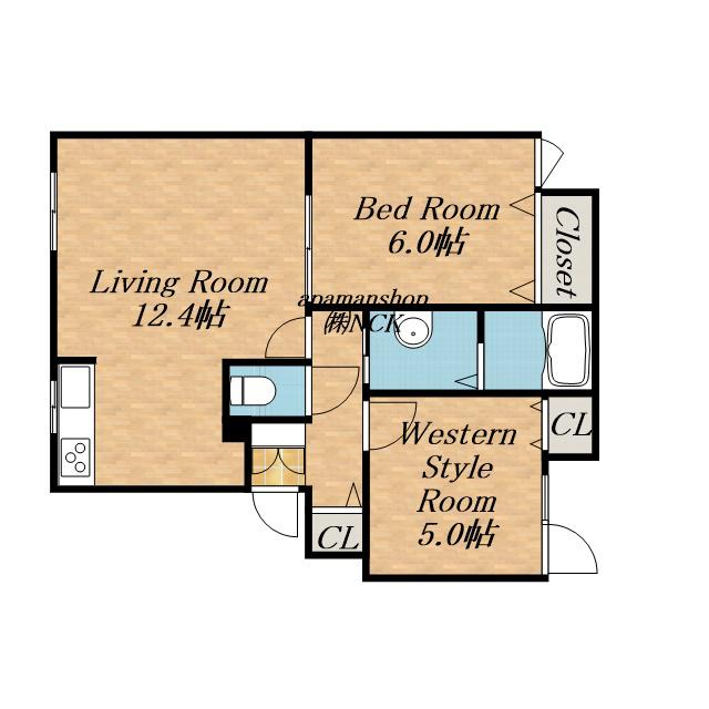 パーセル東苗穂(2LDK/1階)の間取り写真