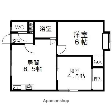 ドリームハイツB(2DK/2階)の間取り写真