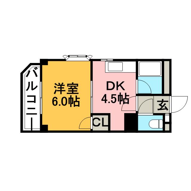 マイステージ北極星(1DK/2階)の間取り写真