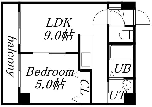 KレジデンスN23(1DK/2階)の間取り写真
