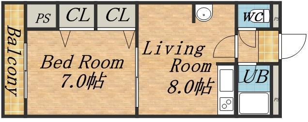 リバティー藤(1LDK/2階)の間取り写真