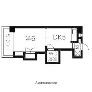 エルムハイデンス(1DK/7階)の間取り写真