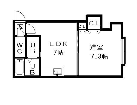 アルファルーセント(1DK/3階)の間取り写真
