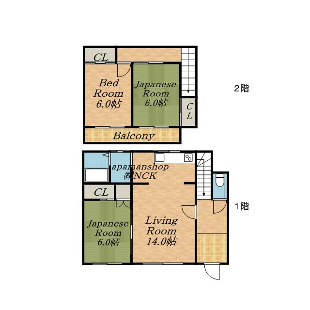 札幌市東豊線 環状通東駅 徒歩5分 2階建 築52年(3LDK)の間取り写真