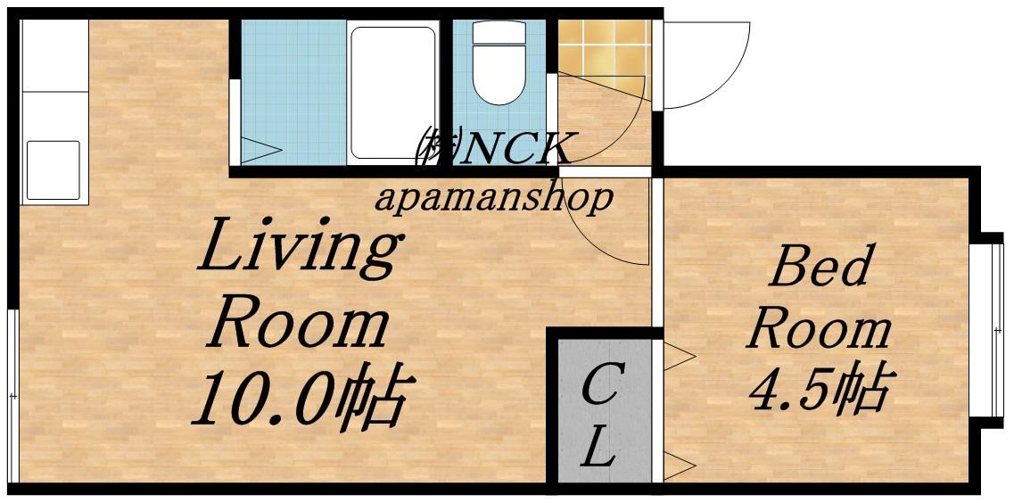 アパートメント・ワキザカ(1DK/1階)の間取り写真