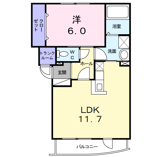 プリムローズ(1LDK/2階)の間取り写真