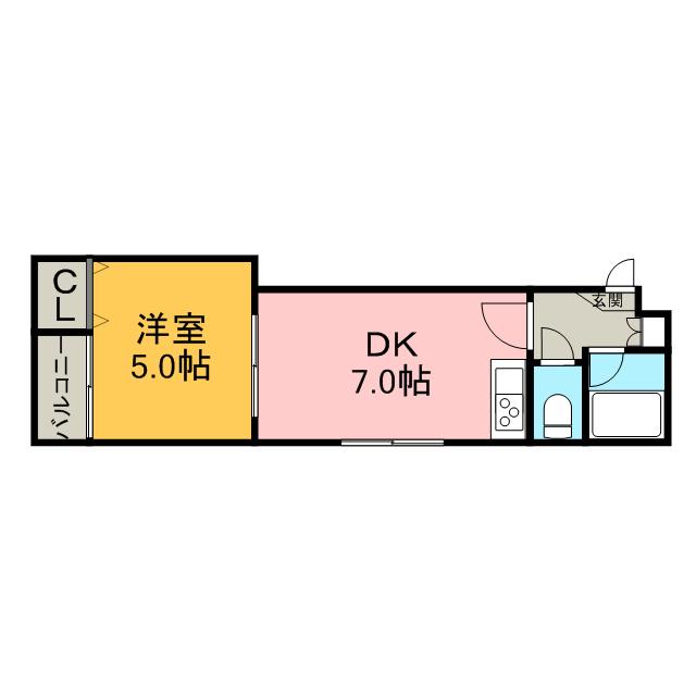 グレース22(1DK/3階)の間取り写真