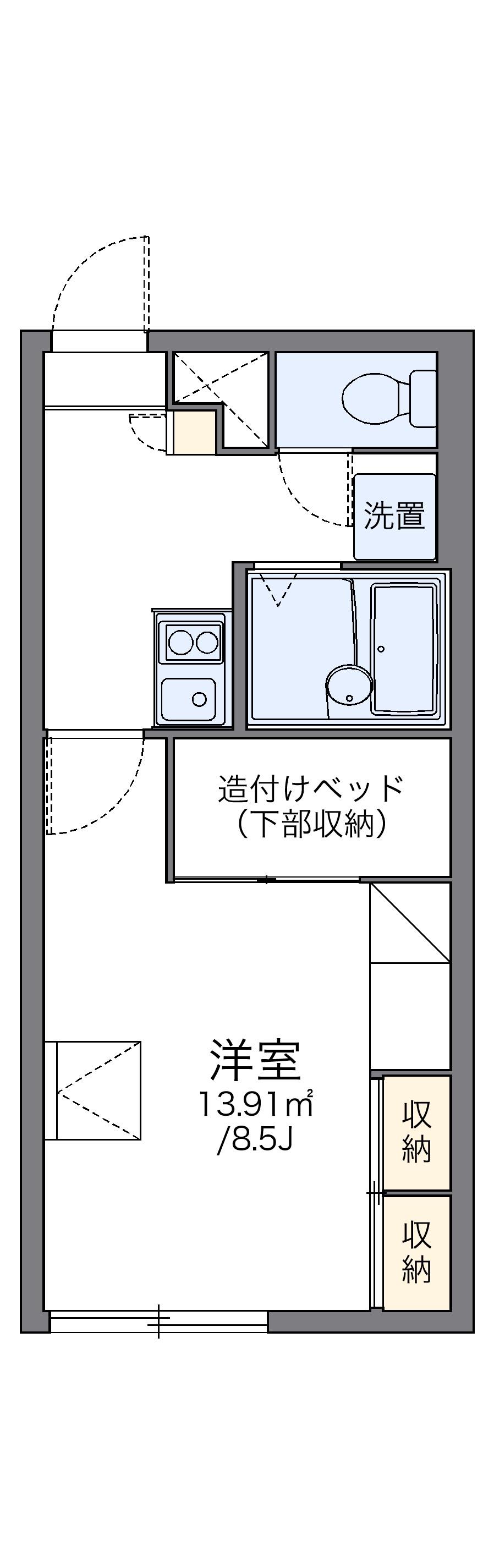 レオパレスサンライズ苗穂(1K/2階)の間取り写真