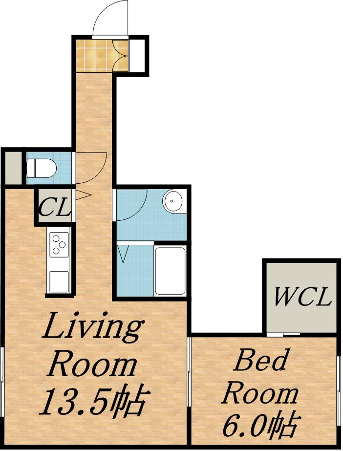 BLANC本町(1LDK/2階)の間取り写真