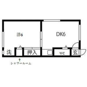 北裕荘(1DK/2階)の間取り写真