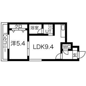 シャリテ元町(1LDK/2階)の間取り写真