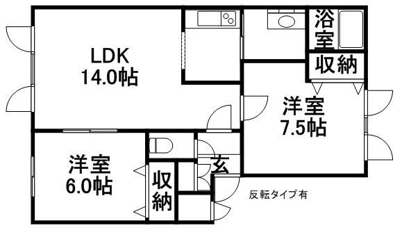 グランコリーヌⅠ(2LDK/2階)の間取り写真