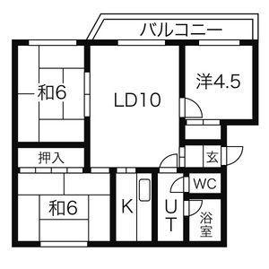 菊水コーポラスB(3LDK/4階)の間取り写真