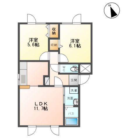 ディアベルジュ60(2LDK/2階)の間取り写真