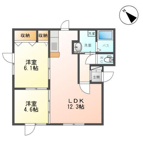 NOMBRE NOIRノンブルノアール(2LDK/2階)の間取り写真