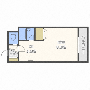 港プロシード26(1K/1階)の間取り写真