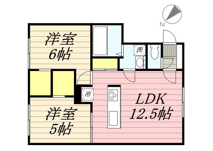 エルヴェールⅦ(2LDK/1階)の間取り写真