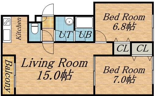 エストラージュ西野参番館(2LDK/2階)の間取り写真