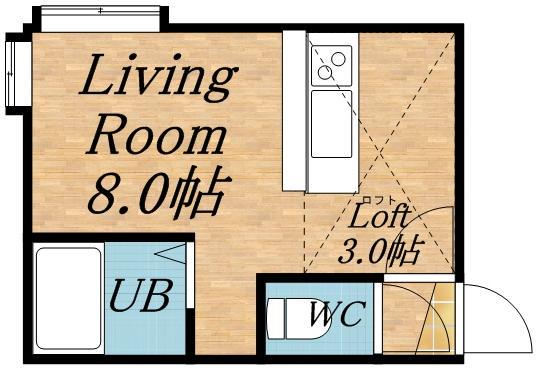 AMSN19(ワンルーム/2階)の間取り写真
