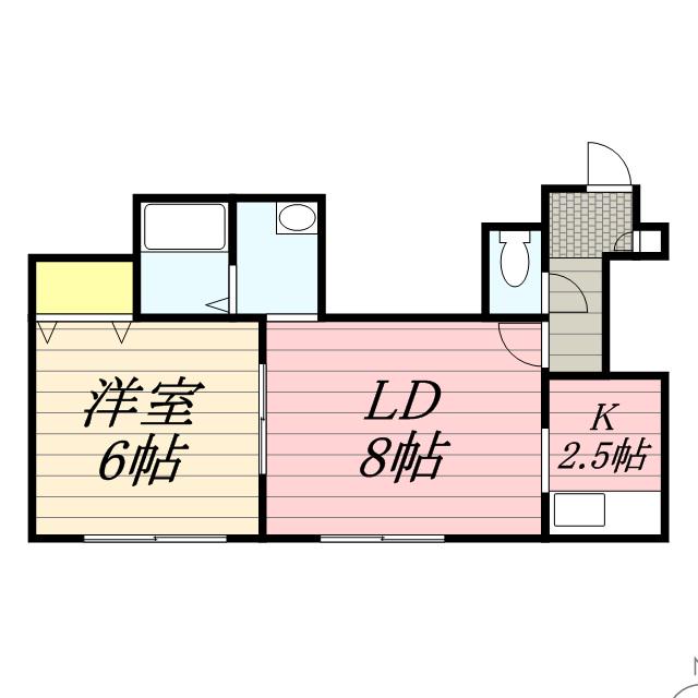 プライブコート(1LDK/2階)の間取り写真