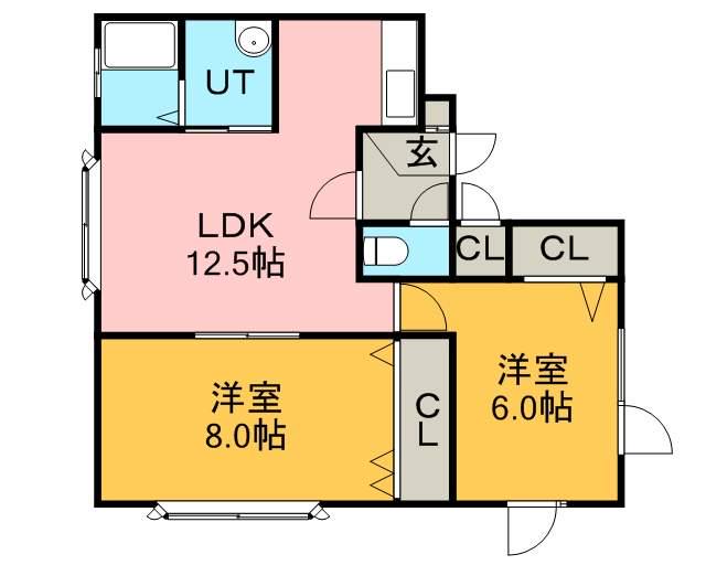 サンエー65(2LDK/3階)の間取り写真