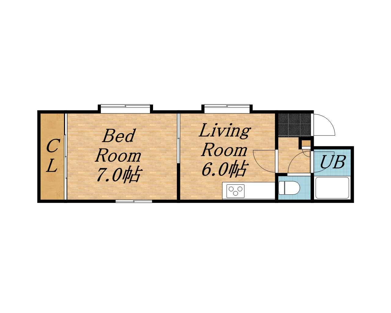 グランドビル(1DK/3階)の間取り写真