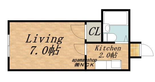 パルコート(1K/3階)の間取り写真