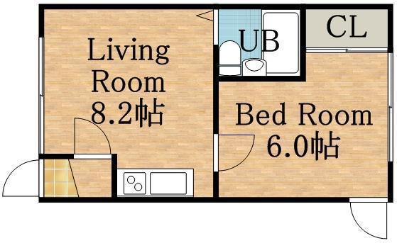 リリーマンション(1LDK/1階)の間取り写真