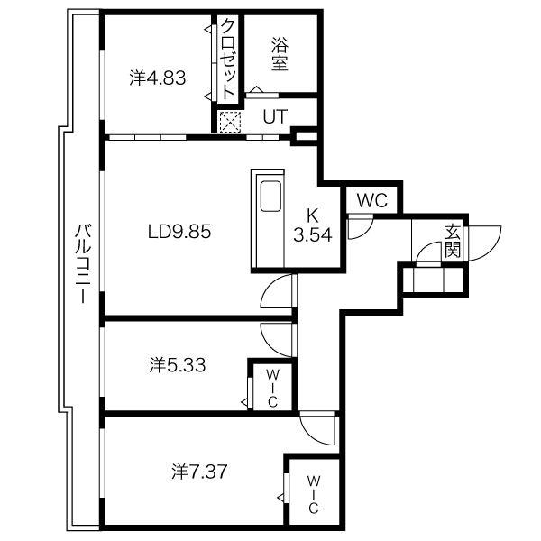 HGS ノース23(3LDK/3階)の間取り写真