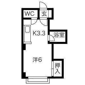 グランド-ルイケダ(ワンルーム/2階)の間取り写真