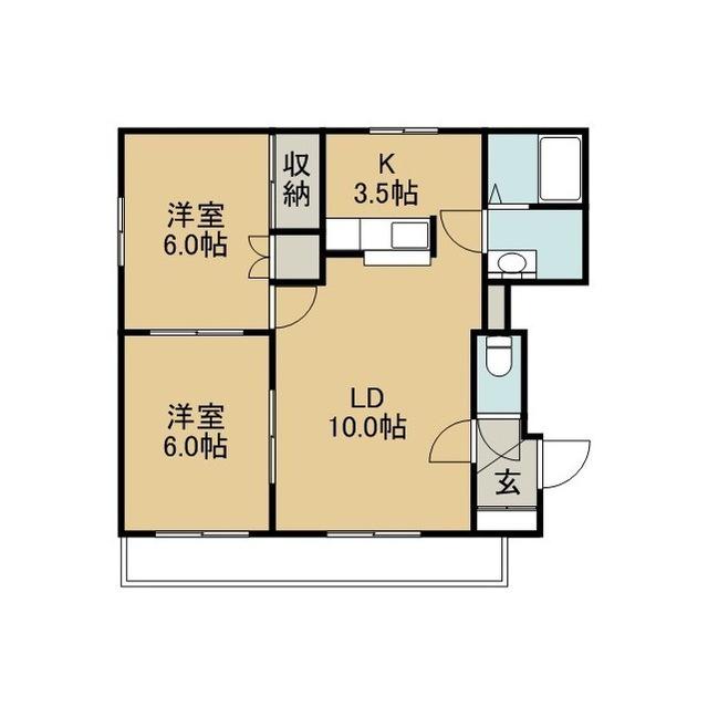 ノースグレイト(2LDK/4階)の間取り写真