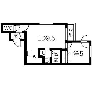 CALME令 北8条(1LDK/4階)の間取り写真